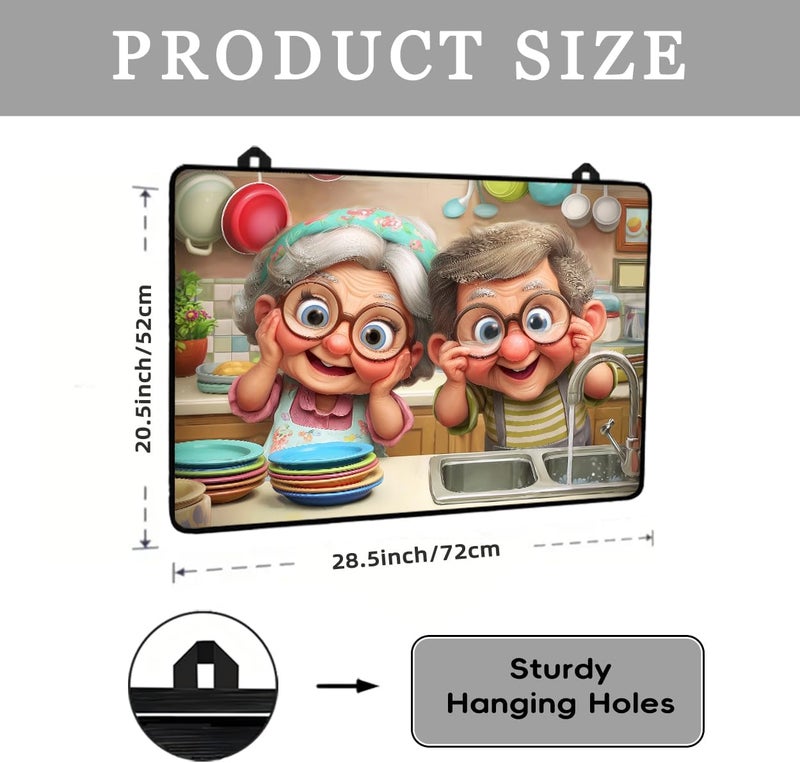 WRTCPOC Cute Grandpa and Grandma Stove Top Cover for Electric Stove,Funny Old Couple Glass Top Stove Cover Protector,Old Lady Glass Cooktop Covers Kitchen Flat Electric Stove Top Covers - Image 2